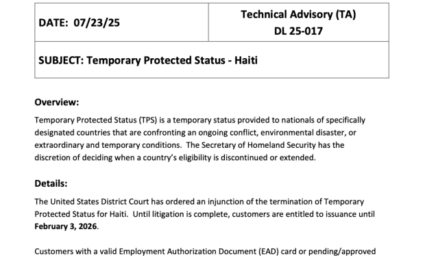Statement from Miami-Dade County Tax Collector Dariel Fernández on TPS Continuation and Resumption of Driver License Services for Honduran, Nicaraguan, and Haitian Nationals